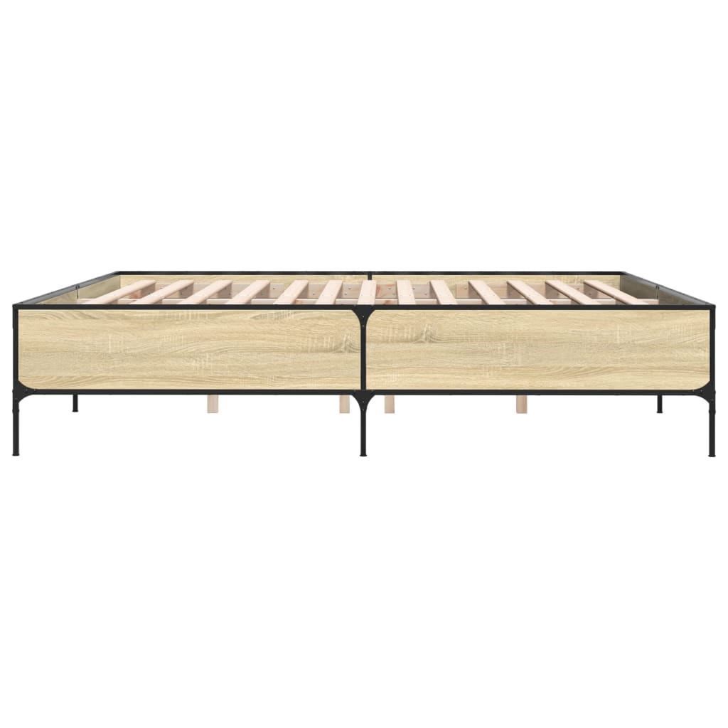 Okvir za krevet boja hrasta 180x200cm konstruirano drvo i metal