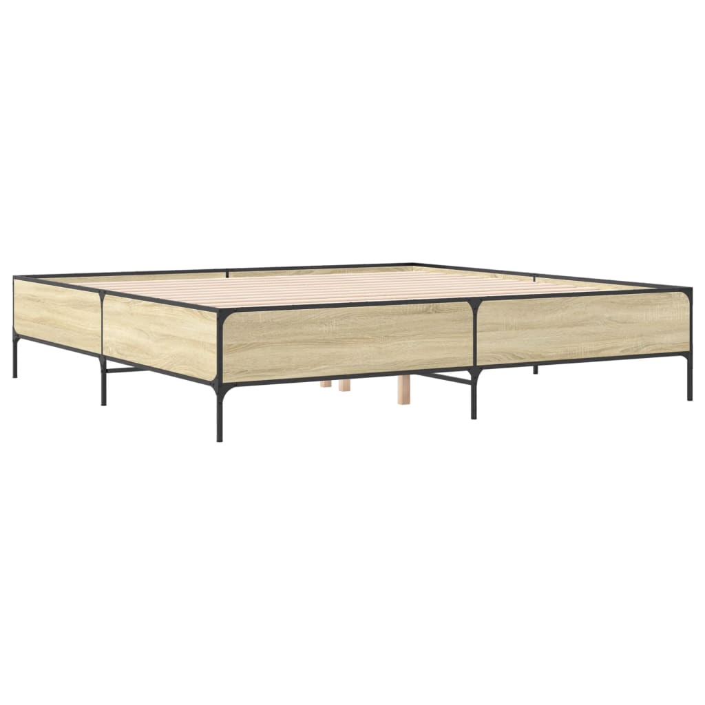 Okvir za krevet boja hrasta 180x200cm konstruirano drvo i metal