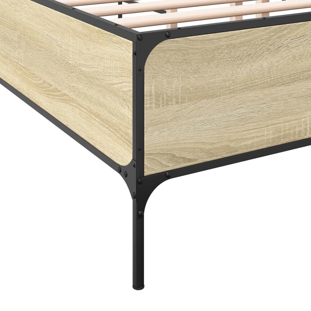 Okvir za krevet boja hrasta 180x200cm konstruirano drvo i metal