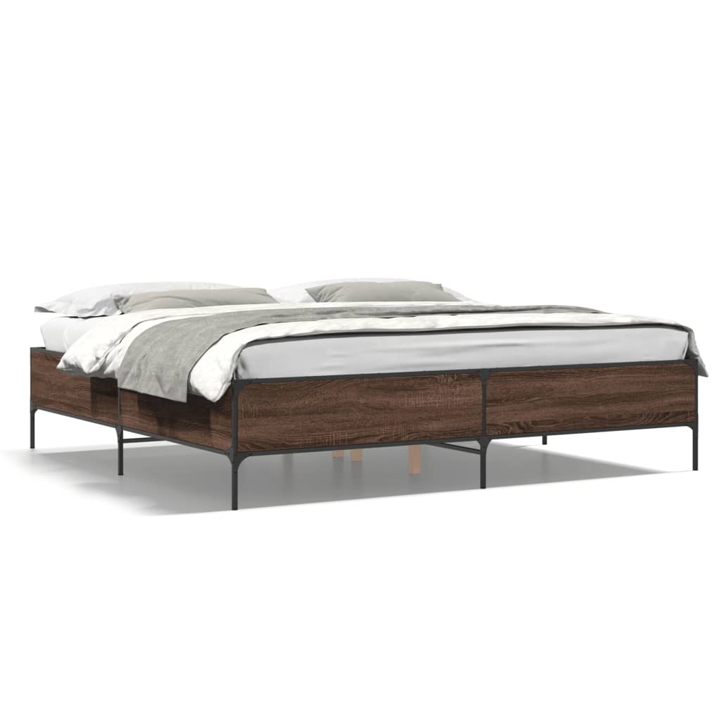Okvir za krevet boja hrasta 180x200cm konstruirano drvo i metal