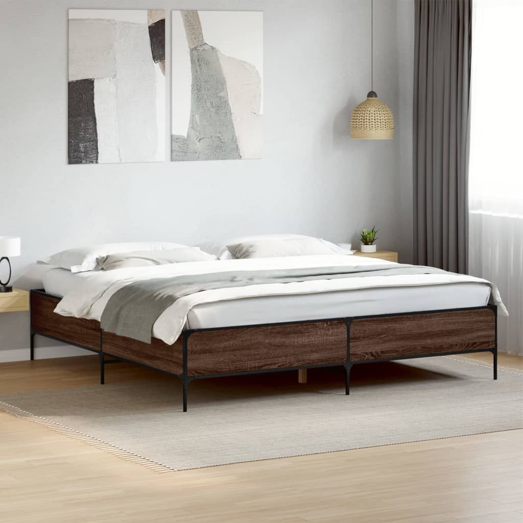 Okvir za krevet boja hrasta 180x200cm konstruirano drvo i metal