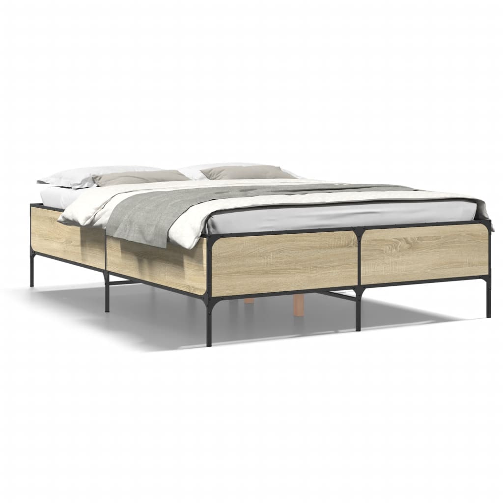 Okvir za krevet boja hrasta 160x200 cm konstruiran drvo i metal