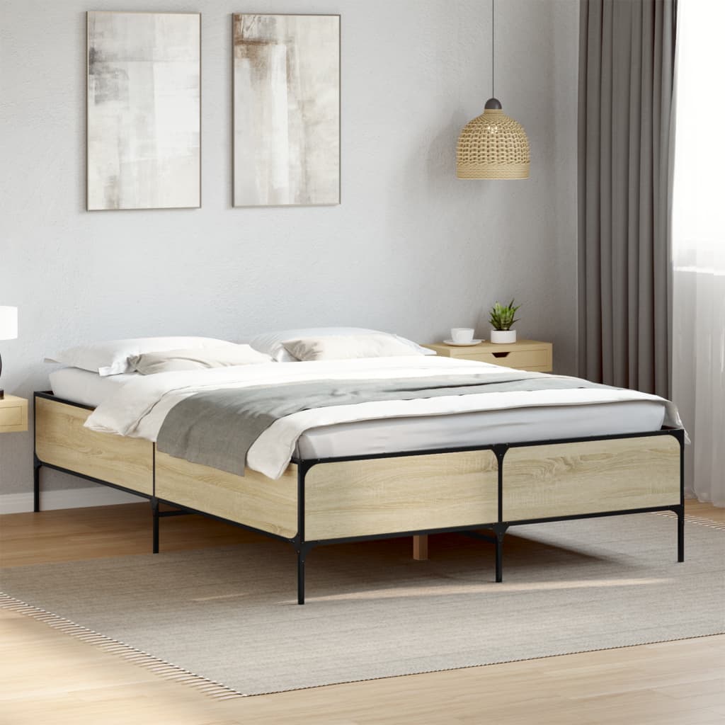 Okvir za krevet boja hrasta 160x200 cm konstruiran drvo i metal