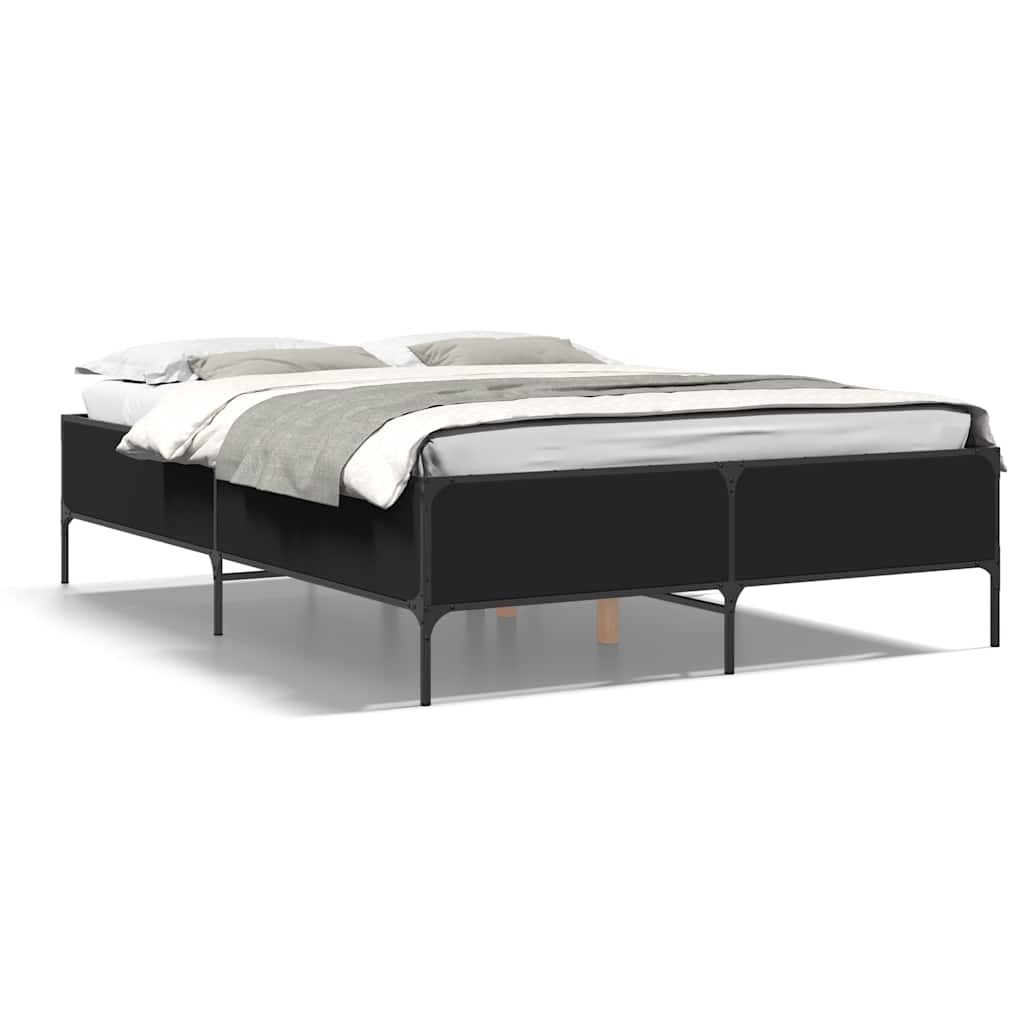 Okvir kreveta crni 120 x 200 cm od konstruiranog drvo i metal