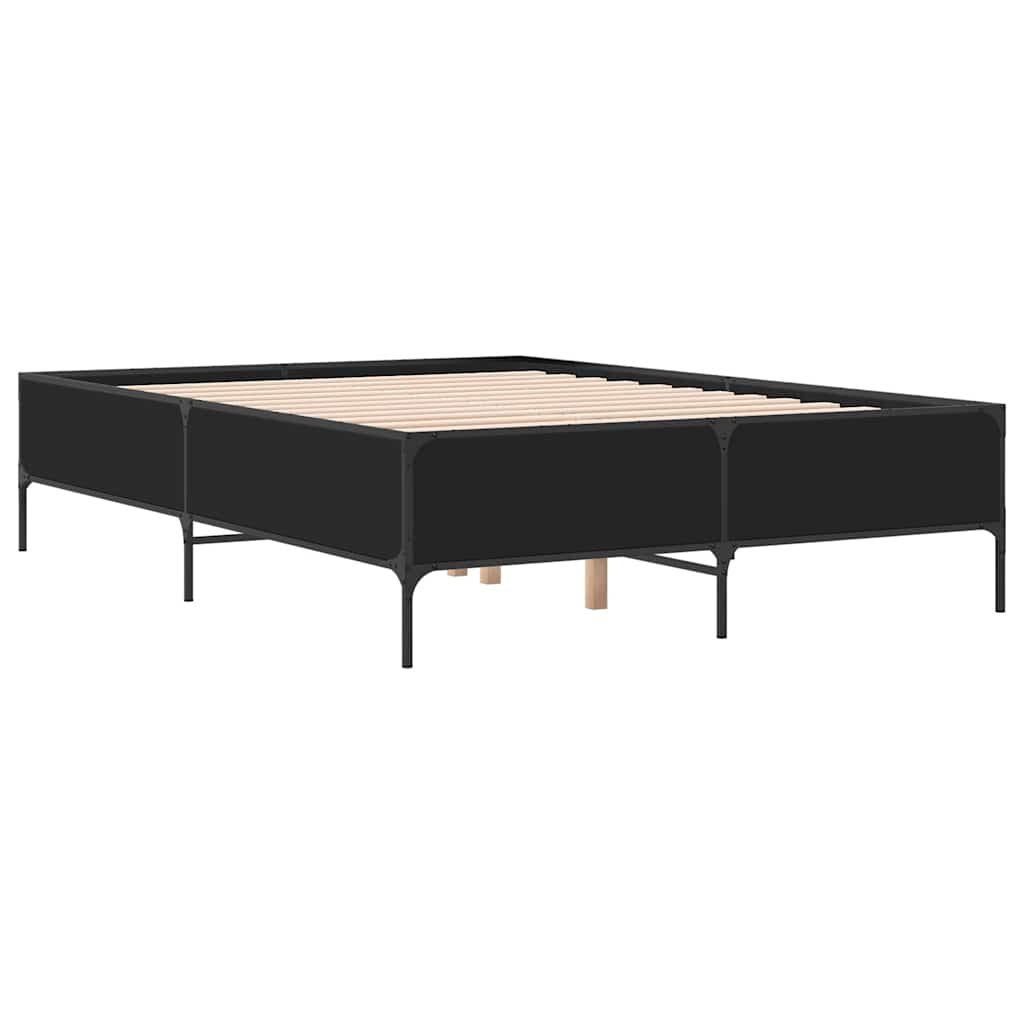 Okvir kreveta crni 120 x 200 cm od konstruiranog drvo i metal