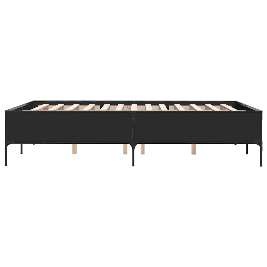 Okvir kreveta crni 120 x 200 cm od konstruiranog drvo i metal