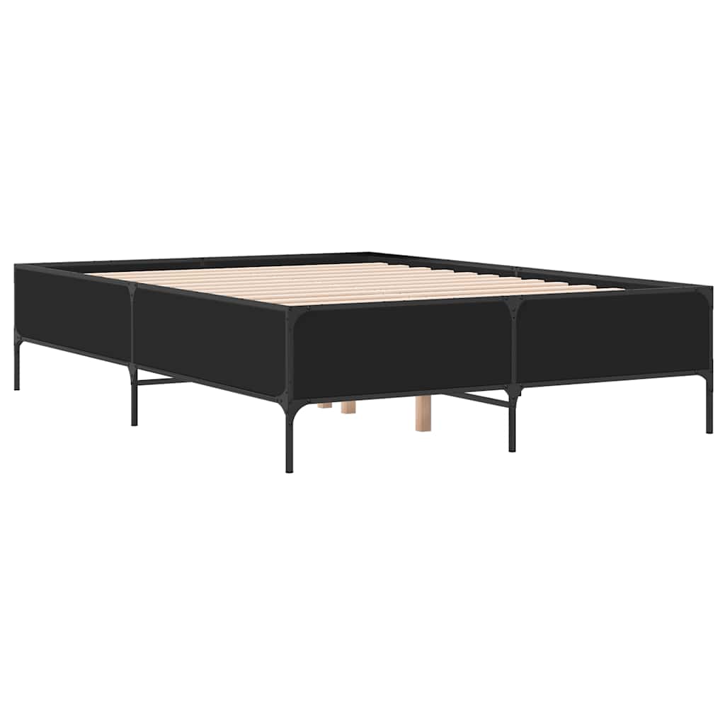 Okvir kreveta crni 120 x 200 cm od konstruiranog drvo i metal