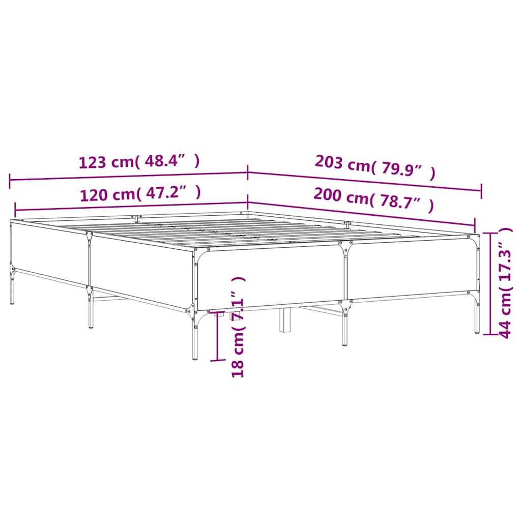 Okvir kreveta crni 120 x 200 cm od konstruiranog drvo i metal