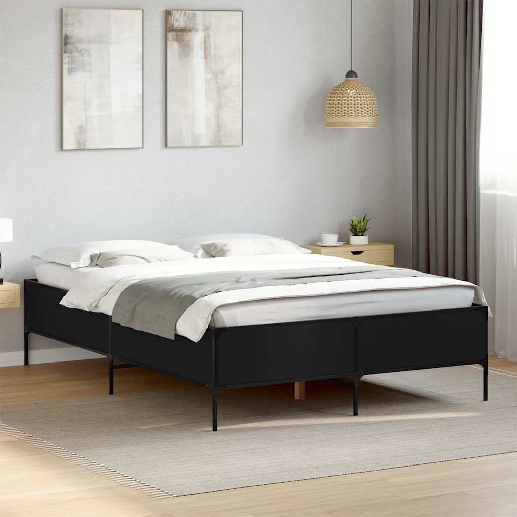 Okvir kreveta crni 120 x 200 cm od konstruiranog drvo i metal