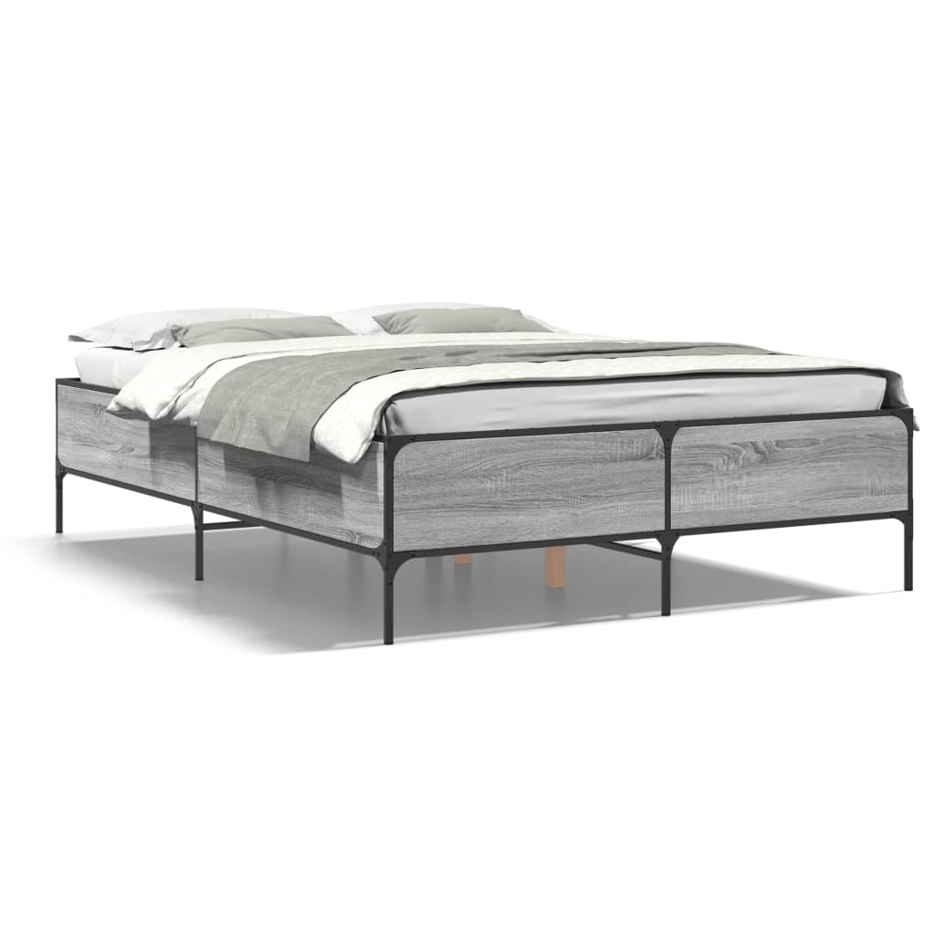 Okvir kreveta boja hrasta 135x190cm konstruirano drvo i metal