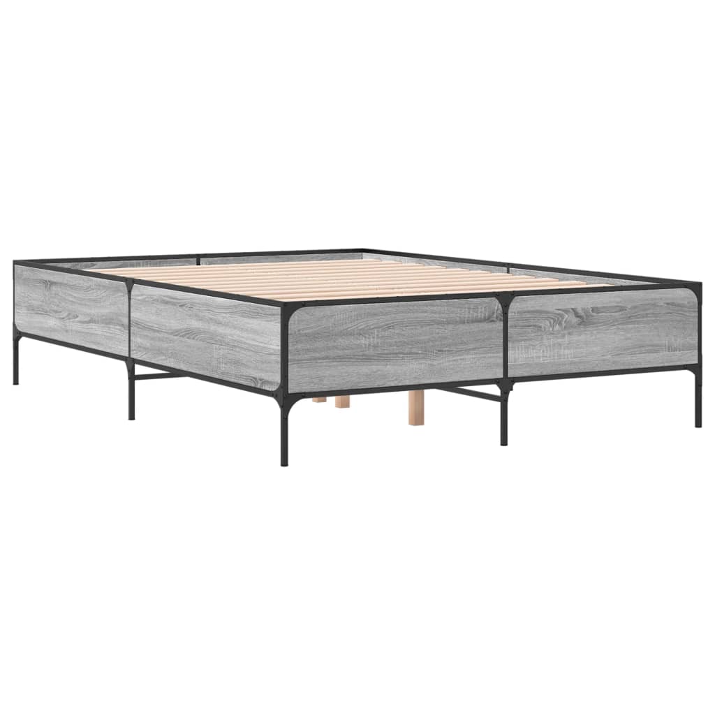 Okvir kreveta boja hrasta 135x190cm konstruirano drvo i metal