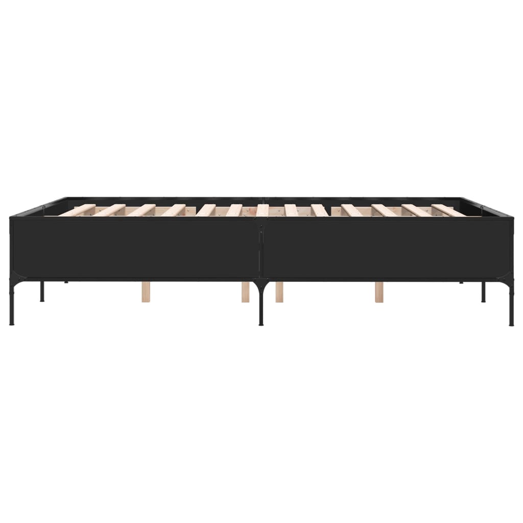 Okvir za krevet crni 120x190 cm konstruirano drvo i metal