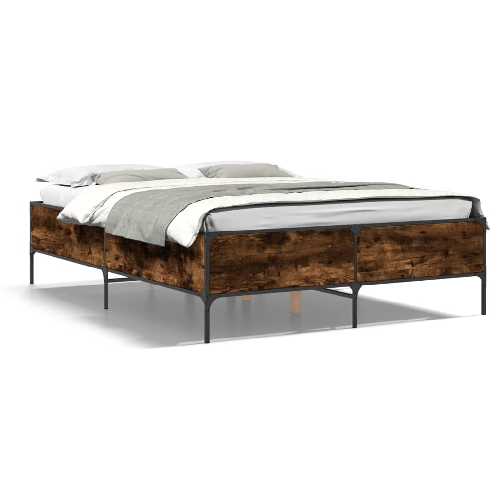 Okvir za krevet boja hrasta 120x190cm konstruirano drvo i metal