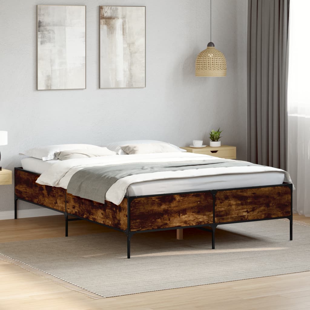 Okvir za krevet boja hrasta 120x190cm konstruirano drvo i metal