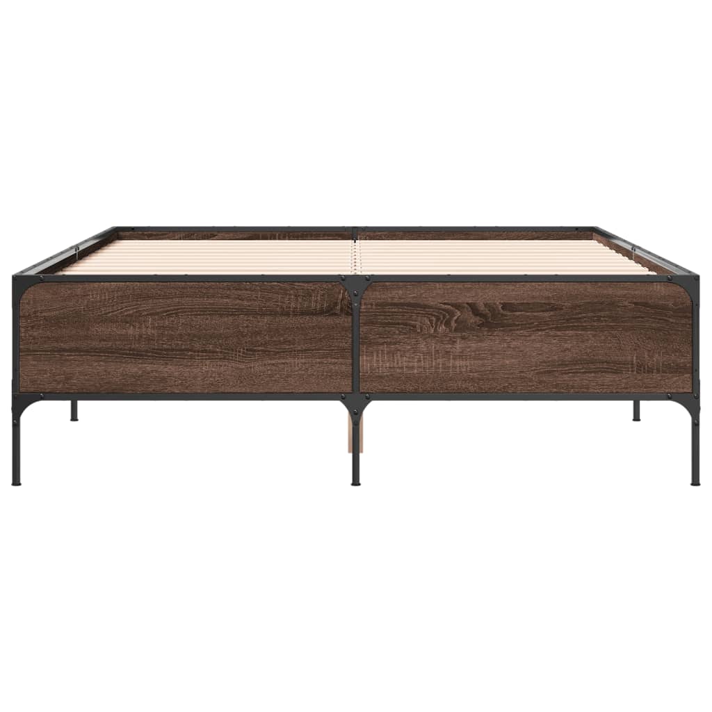 Okvir za krevet smeđi hrast 120x190cm konstruirano drvo i metal