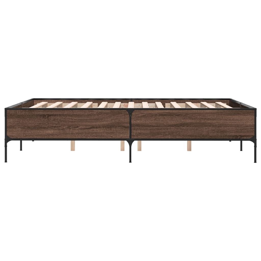 Okvir za krevet smeđi hrast 120x190cm konstruirano drvo i metal