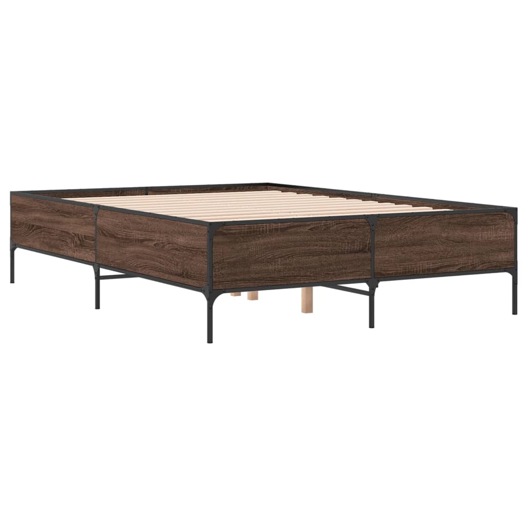 Okvir za krevet smeđi hrast 120x190cm konstruirano drvo i metal