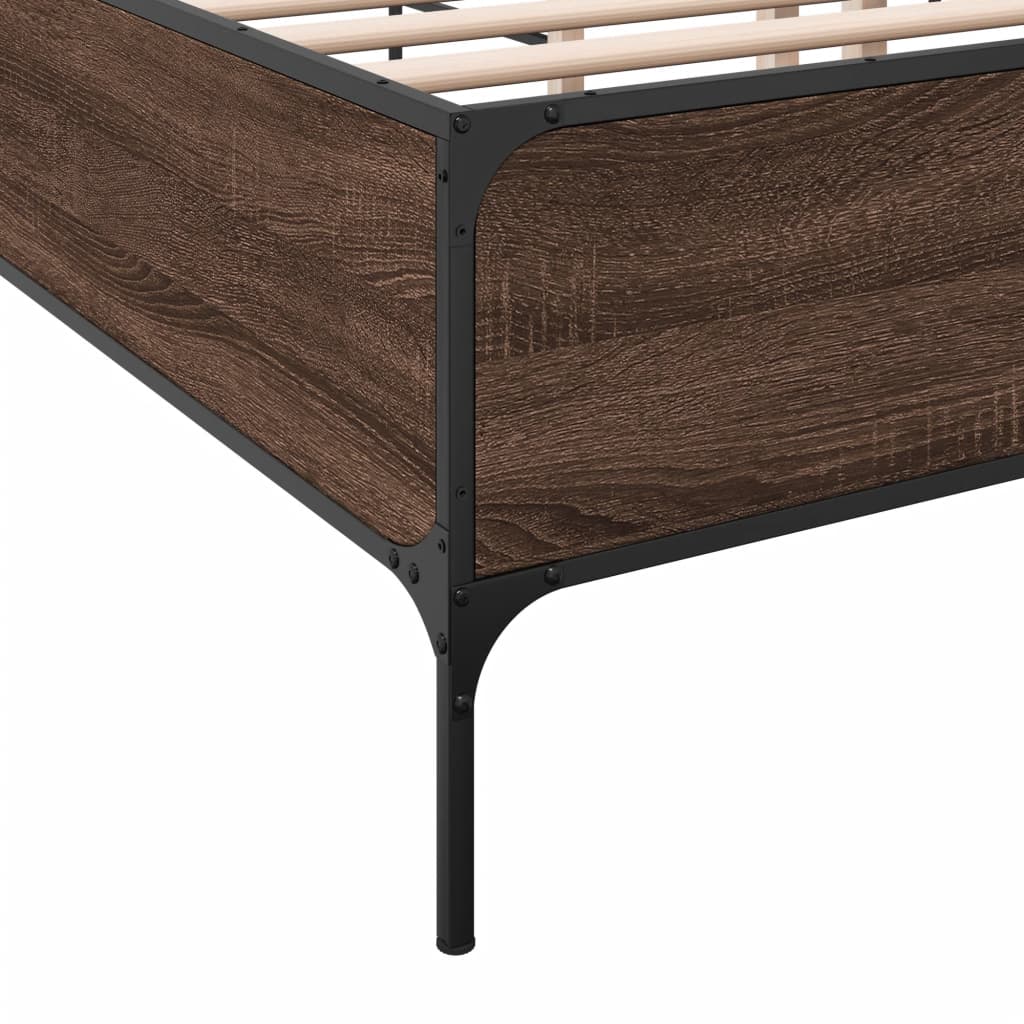 Okvir za krevet smeđi hrast 120x190cm konstruirano drvo i metal