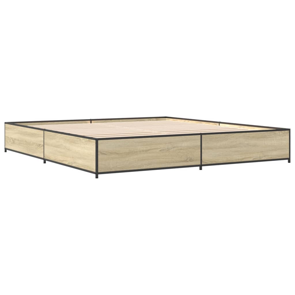 Okvir za krevet boja hrasta 180x200cm konstruirano drvo i metal