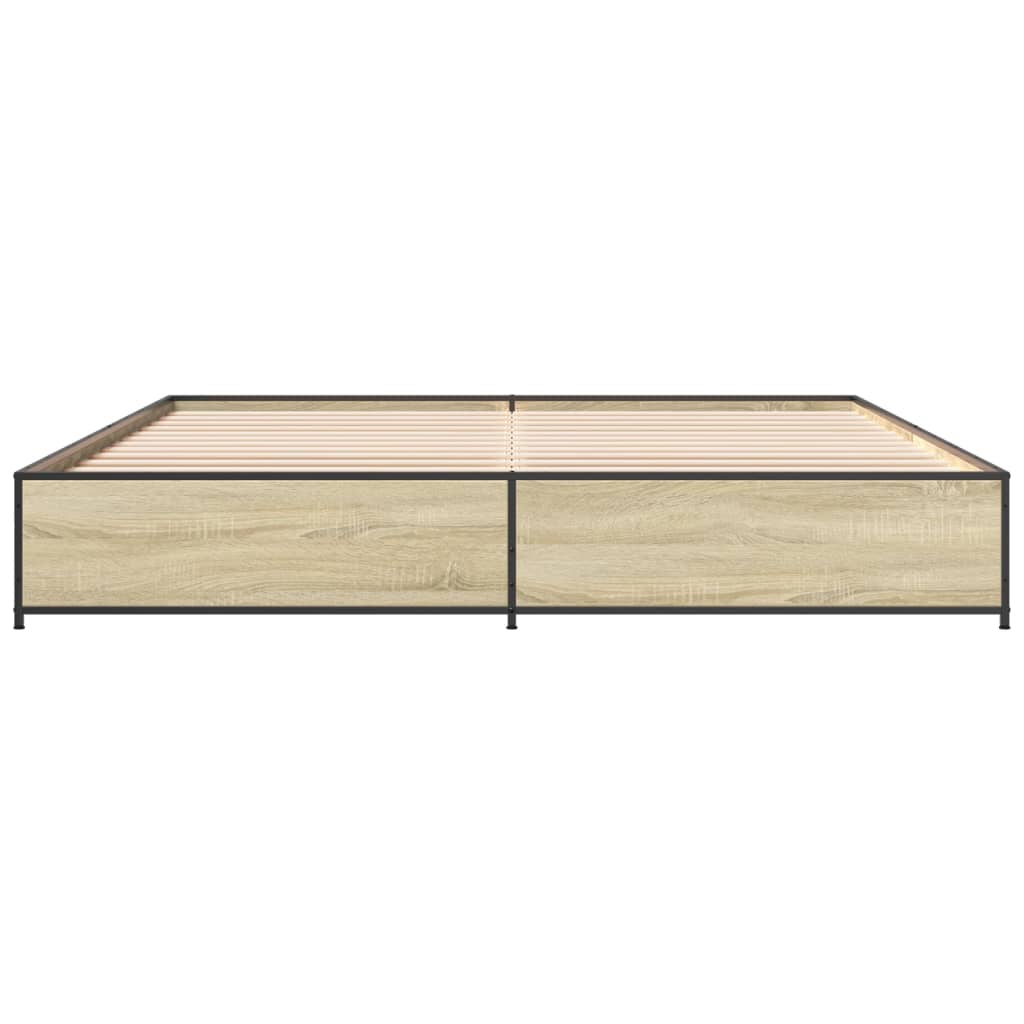 Okvir za krevet boja hrasta 180x200cm konstruirano drvo i metal