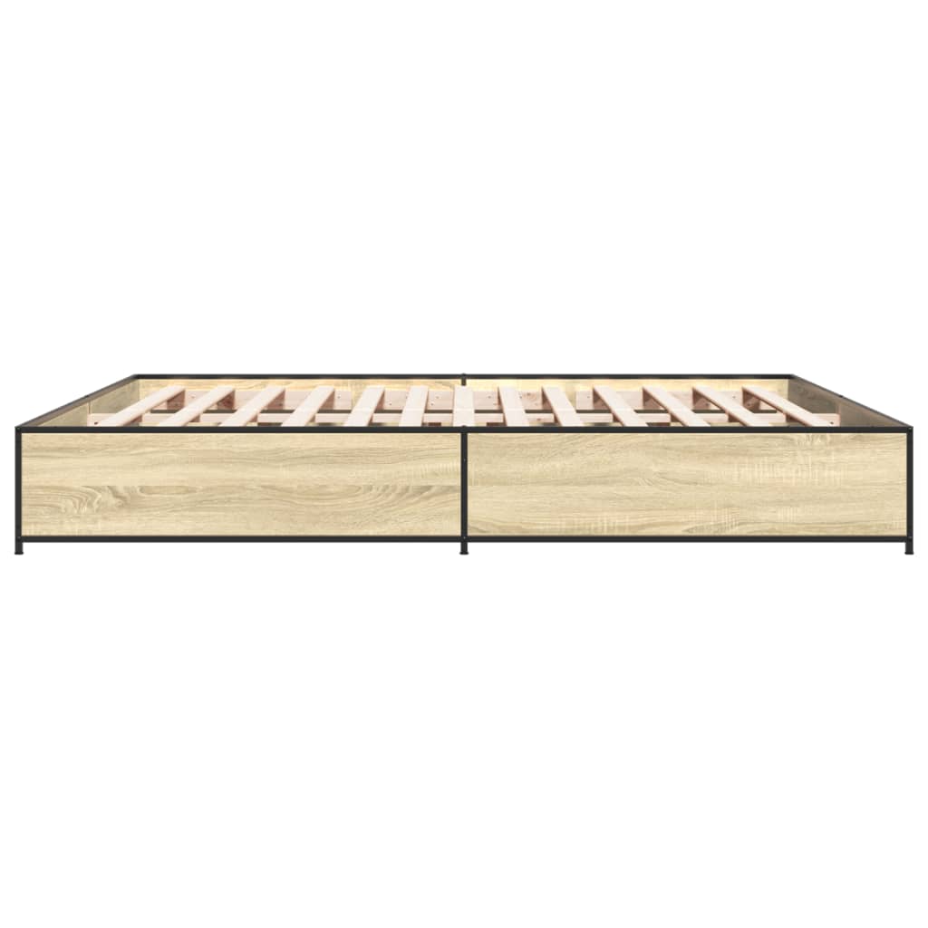 Okvir za krevet boja hrasta 180x200cm konstruirano drvo i metal