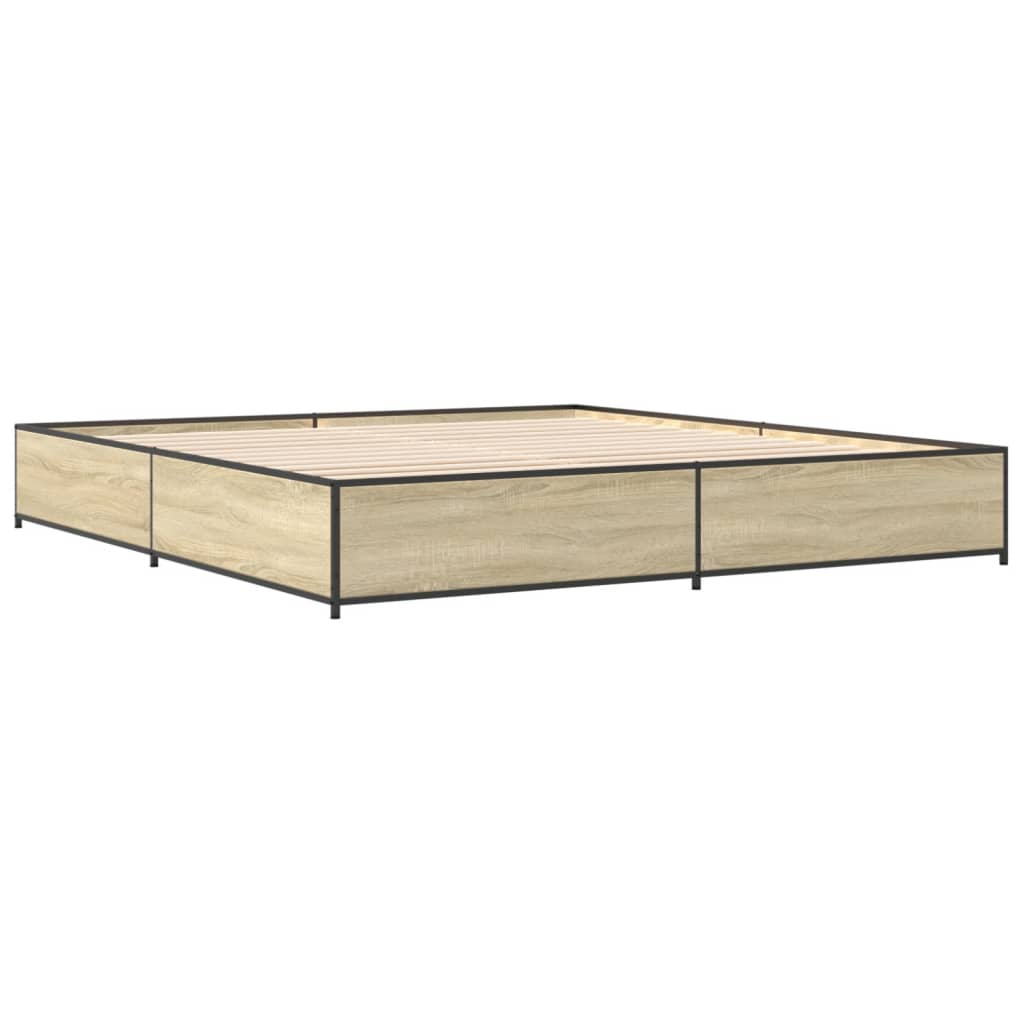 Okvir za krevet boja hrasta 180x200cm konstruirano drvo i metal