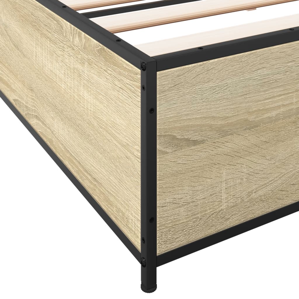 Okvir za krevet boja hrasta 180x200cm konstruirano drvo i metal
