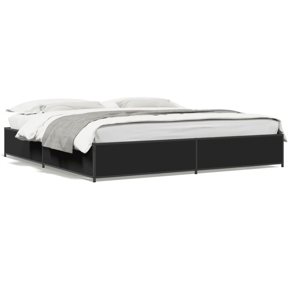 Okvir za krevet crni 160x200 cm konstruirano drvo i metal