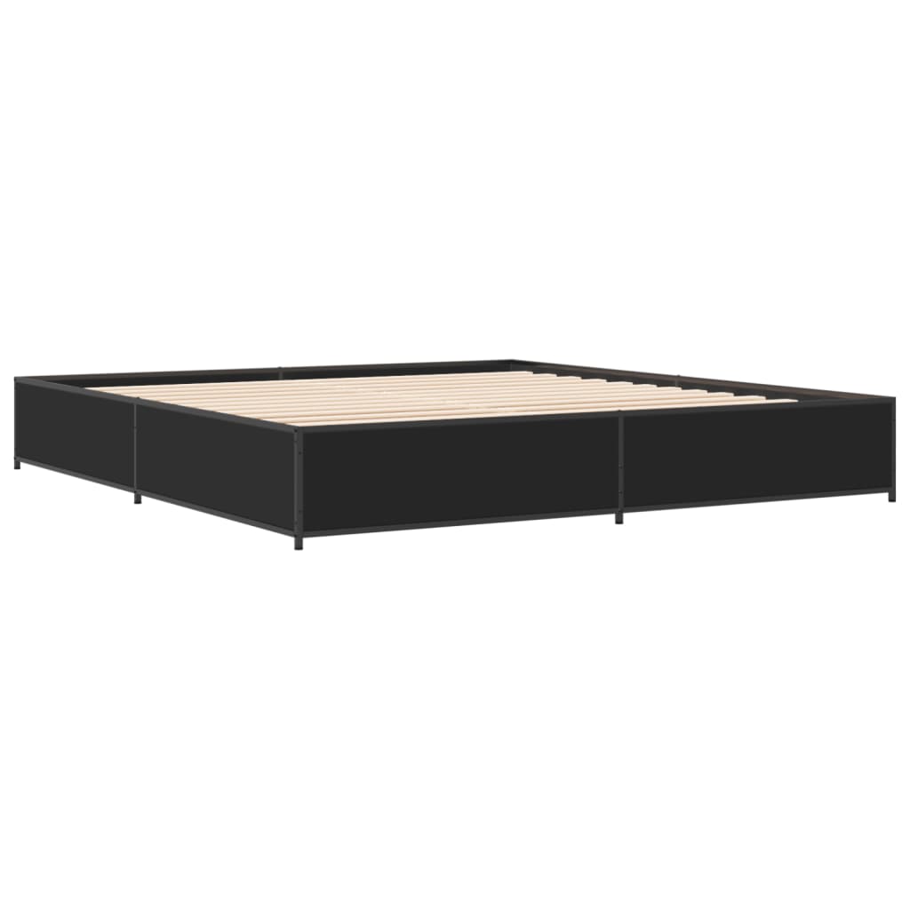 Okvir za krevet crni 160x200 cm konstruirano drvo i metal