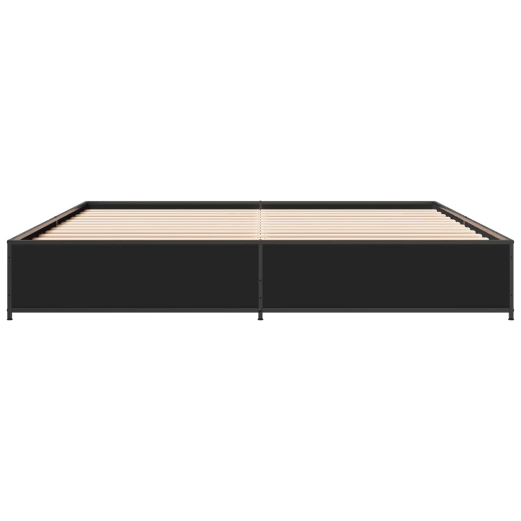 Okvir za krevet crni 160x200 cm konstruirano drvo i metal
