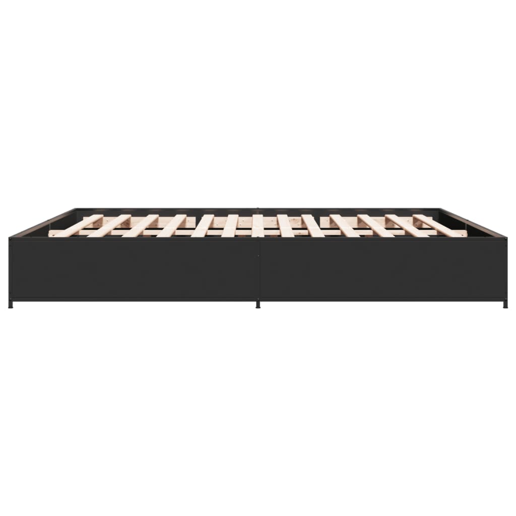 Okvir za krevet crni 160x200 cm konstruirano drvo i metal