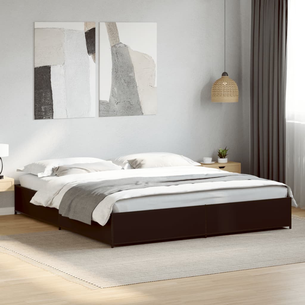 Okvir za krevet crni 160x200 cm konstruirano drvo i metal