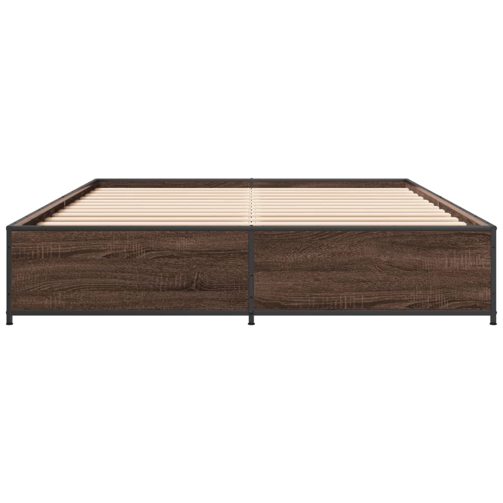 Okvir kreveta smeđi hrast 140x200cm konstruirano drvo i metal