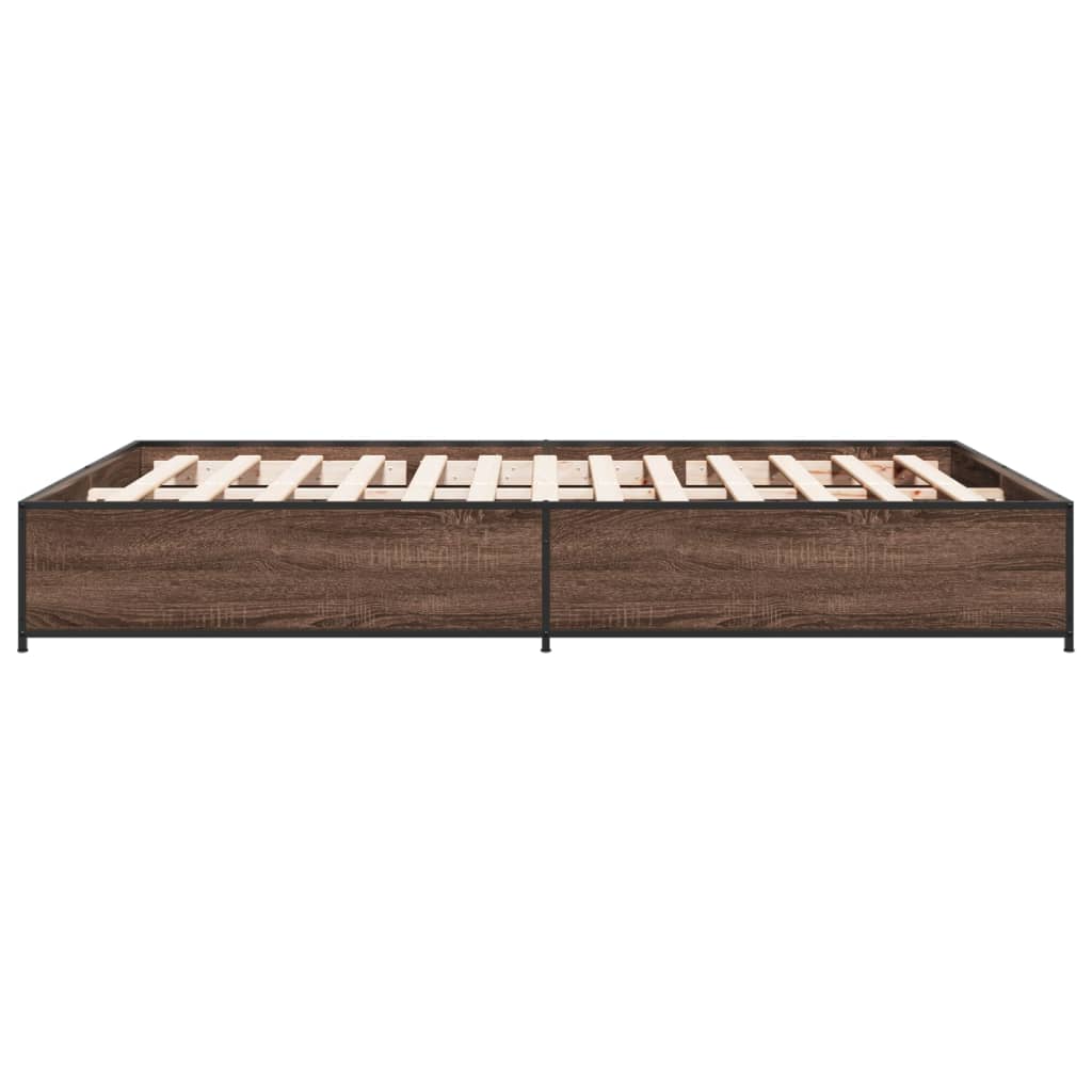 Okvir kreveta smeđi hrast 140x200cm konstruirano drvo i metal