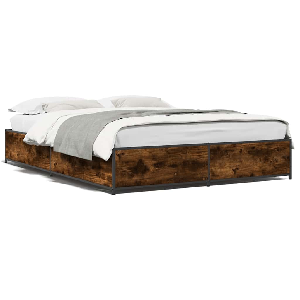 Okvir za krevet boja hrasta 135x190cm konstruirano drvo i metal