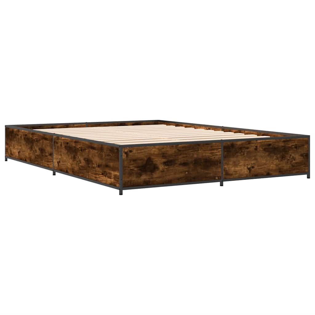 Okvir za krevet boja hrasta 135x190cm konstruirano drvo i metal