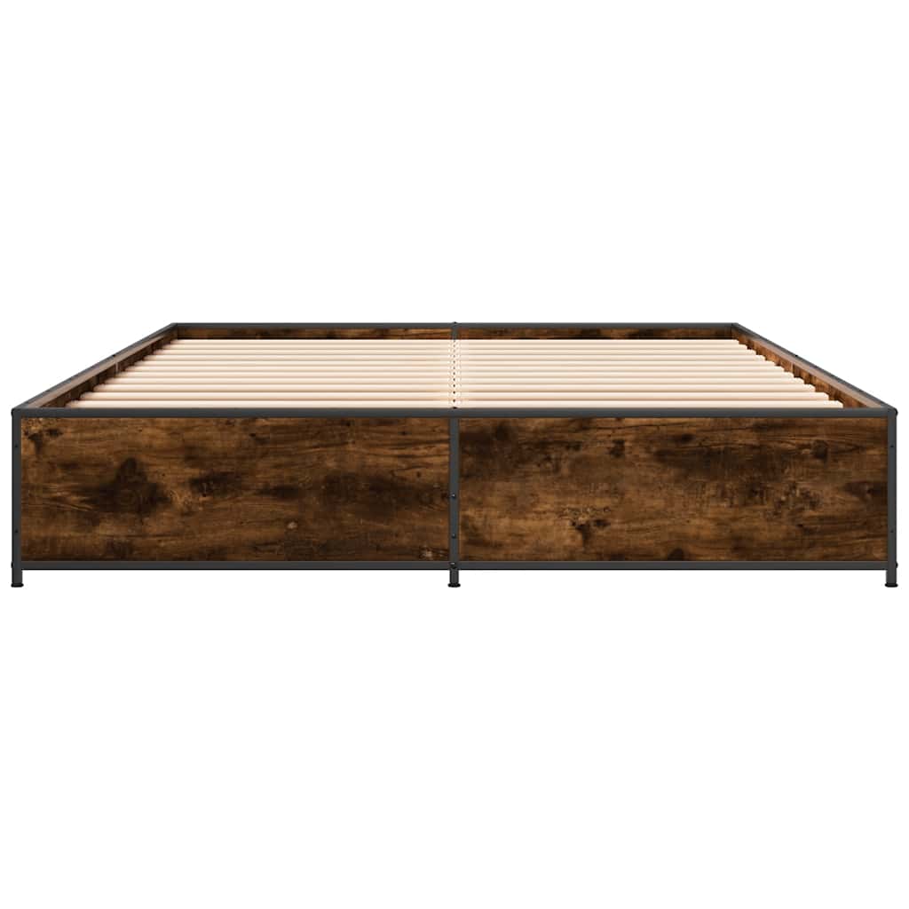 Okvir za krevet boja hrasta 135x190cm konstruirano drvo i metal