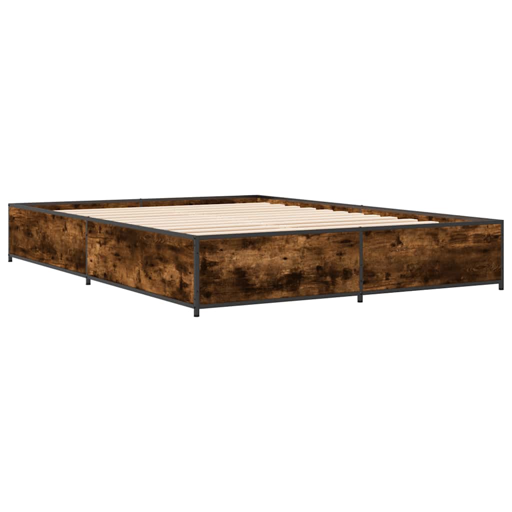 Okvir za krevet boja hrasta 135x190cm konstruirano drvo i metal