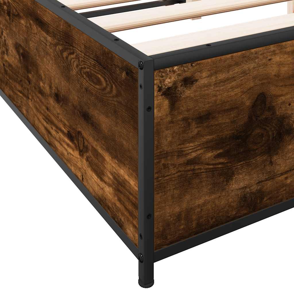 Okvir za krevet boja hrasta 135x190cm konstruirano drvo i metal