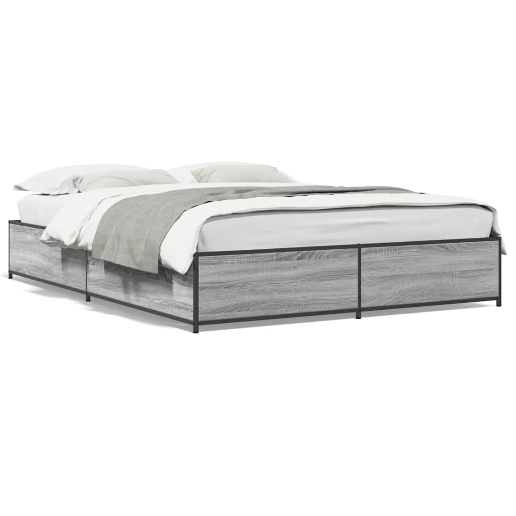 Okvir kreveta boja hrasta 135x190cm konstruirano drvo i metal