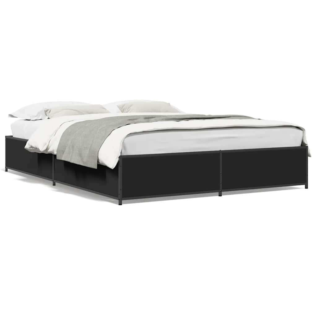 Okvir za krevet crni 120x190 cm konstruirano drvo i metal