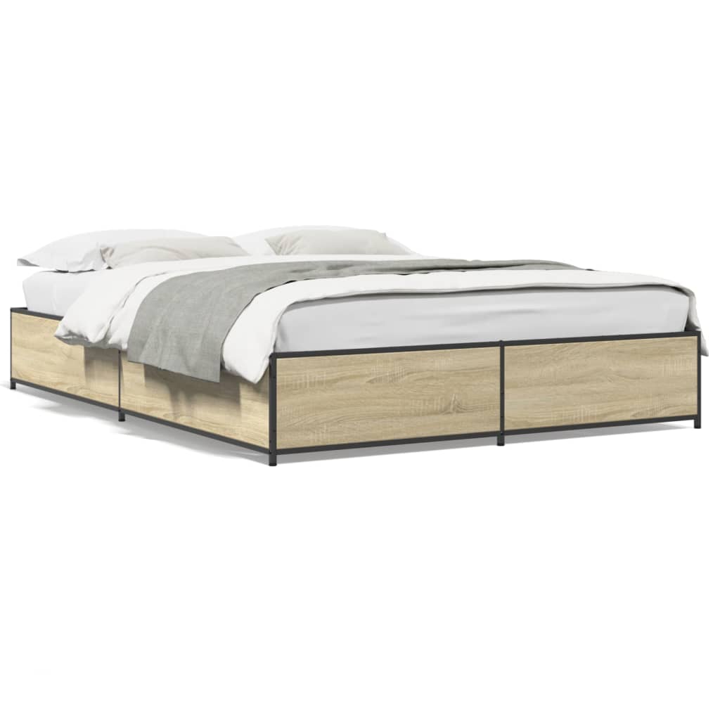 Okvir za krevet boja hrasta 120x190cm konstruirano drvo i metal
