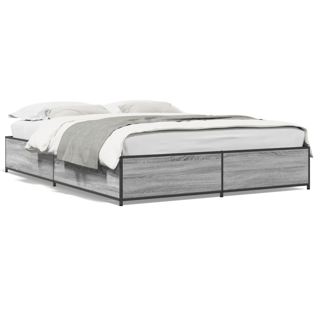 Okvir za krevet boja hrasta 120x190cm konstruirano drvo i metal