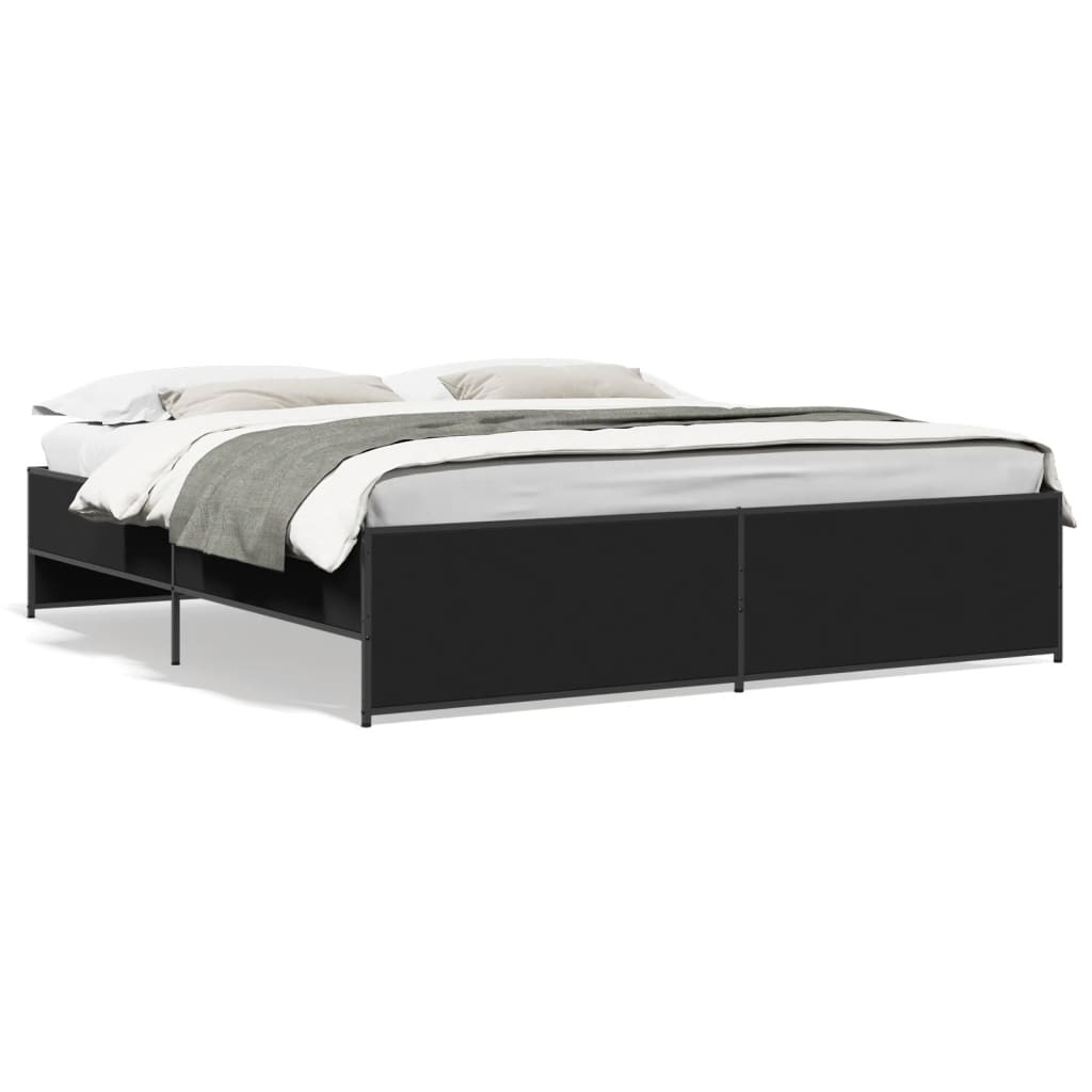 Okvir za krevet crni 180 x 200 cm konstruirano drvo i metal