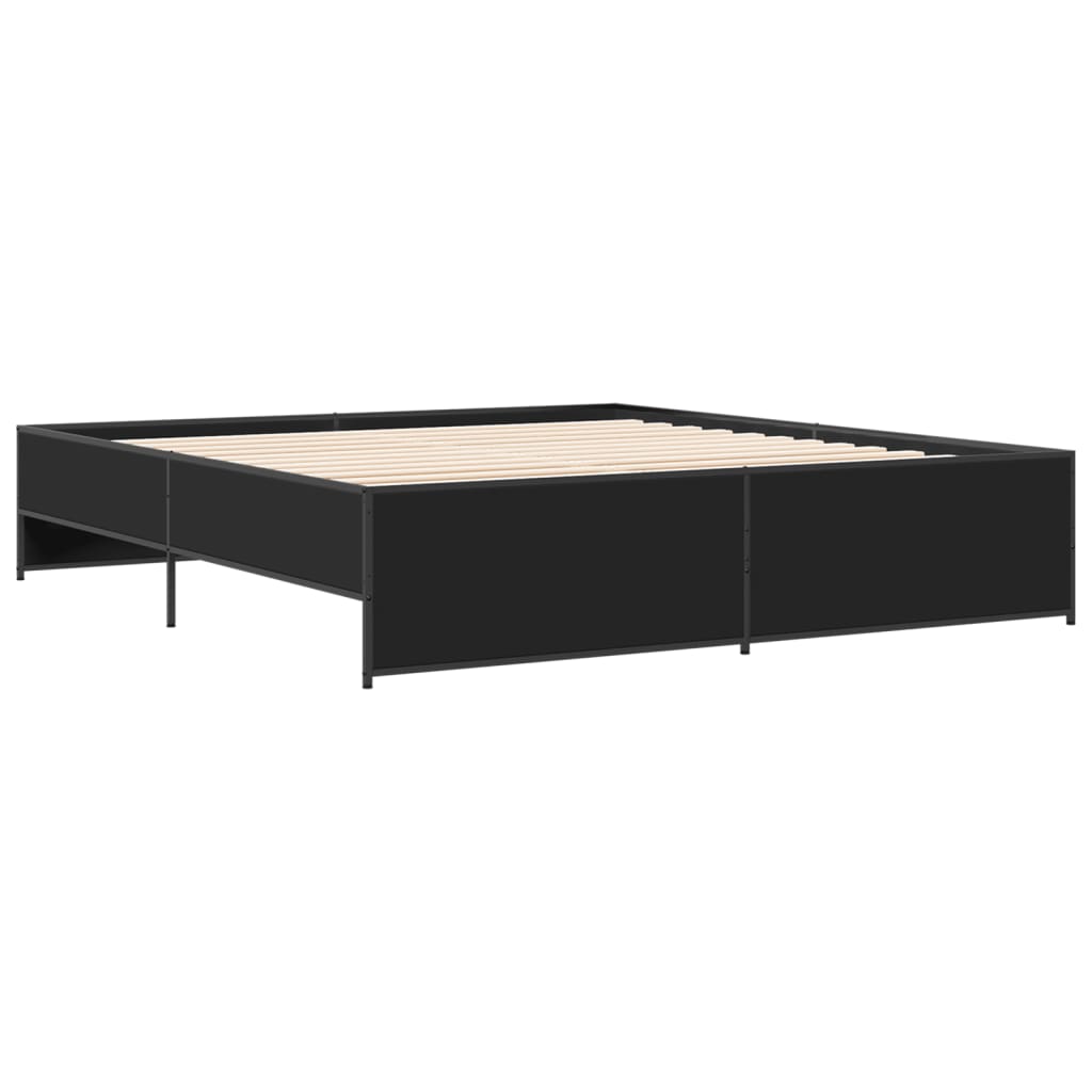 Okvir za krevet crni 180 x 200 cm konstruirano drvo i metal