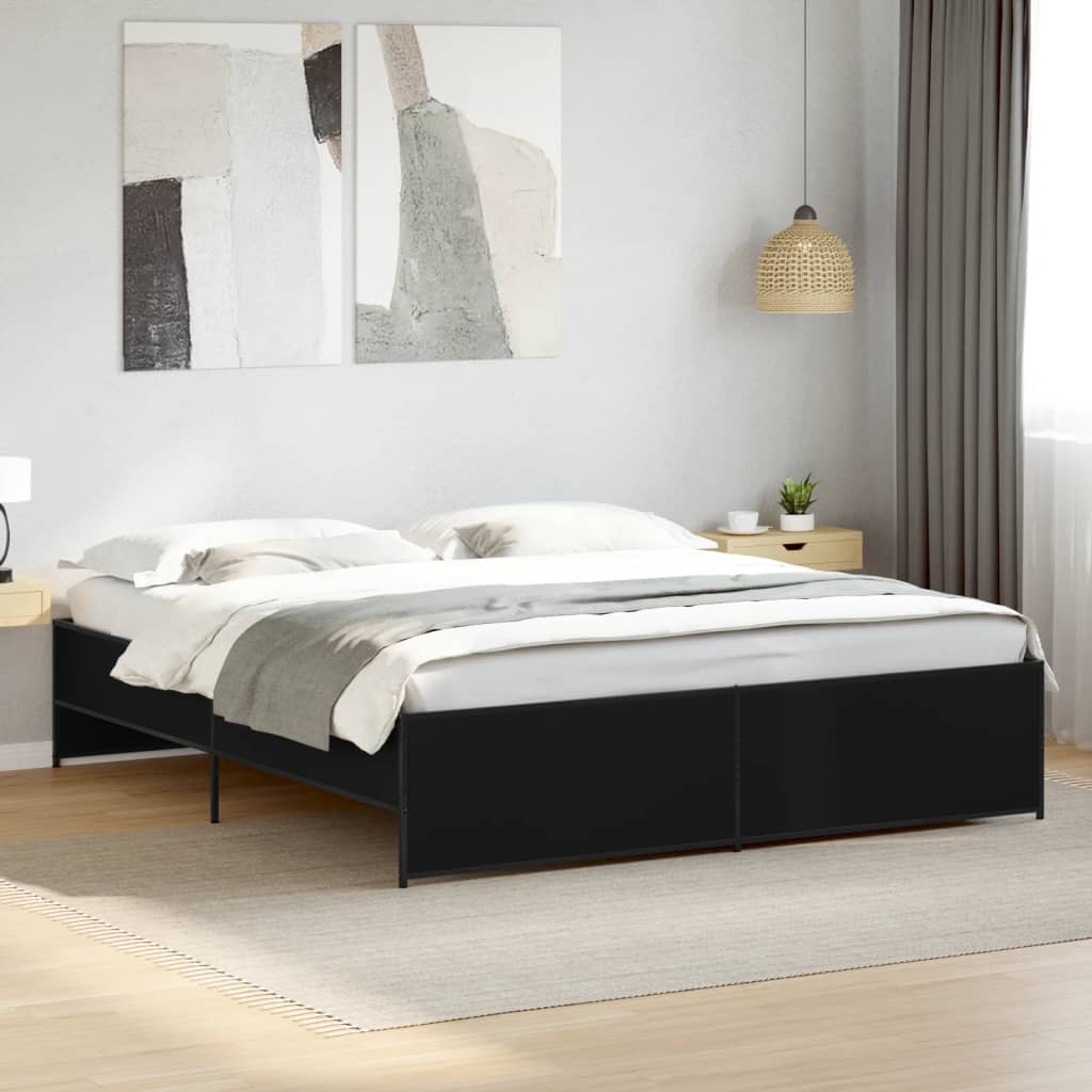 Okvir za krevet crni 180 x 200 cm konstruirano drvo i metal