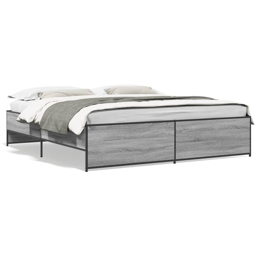 Okvir kreveta boja hrasta 180x200 cm konstruiranog drvo i metal