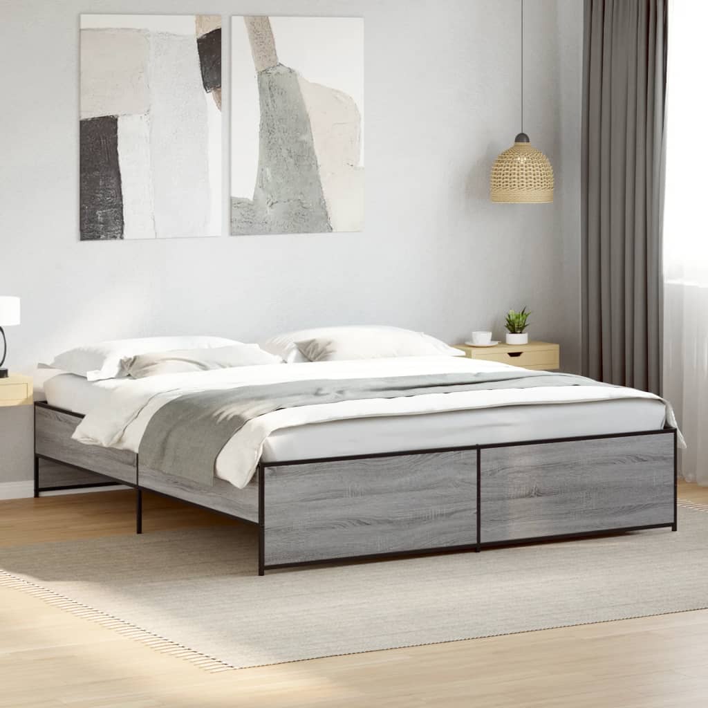 Okvir kreveta boja hrasta 180x200 cm konstruiranog drvo i metal