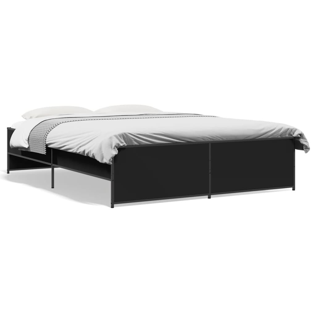 Okvir za krevet crni 160x200 cm konstruirano drvo i metal