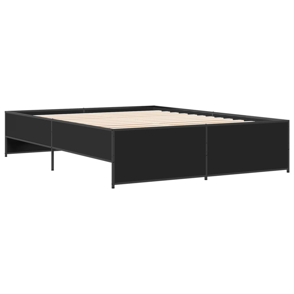 Okvir za krevet crni 160x200 cm konstruirano drvo i metal